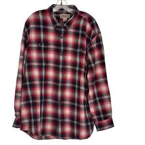 Duluth Trading Co Red and Black Checkered flannel Shirt lumberjack